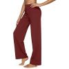 image:imageG4Free EverGoing Yoga Pants Women Wide Leg Pants with Pockets High Waist Stretch Dress Casual Sweatpants PetiteRegularTallDark Burgundy