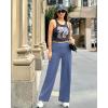 image:imageG4Free EverGoing Yoga Pants Women Wide Leg Pants with Pockets High Waist Stretch Dress Casual Sweatpants PetiteRegularTallDenim Blue