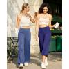 image:imageG4Free EverGoing Yoga Pants Women Wide Leg Pants with Pockets High Waist Stretch Dress Casual Sweatpants PetiteRegularTallDenim Blue