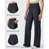image:imageG4Free EverGoing Yoga Pants Women Wide Leg Pants with Pockets High Waist Stretch Dress Casual Sweatpants PetiteRegularTallGrey and Black Stripe