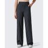 image:imageG4Free EverGoing Yoga Pants Women Wide Leg Pants with Pockets High Waist Stretch Dress Casual Sweatpants PetiteRegularTallGrey and Black Stripe