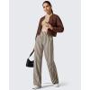 image:imageG4Free EverGoing Yoga Pants Women Wide Leg Pants with Pockets High Waist Stretch Dress Casual Sweatpants PetiteRegularTallKhaki Stripe