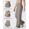 image:imageG4Free EverGoing Yoga Pants Women Wide Leg Pants with Pockets High Waist Stretch Dress Casual Sweatpants PetiteRegularTallKhaki Stripe