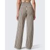 image:imageG4Free EverGoing Yoga Pants Women Wide Leg Pants with Pockets High Waist Stretch Dress Casual Sweatpants PetiteRegularTallKhaki Stripe