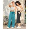 image:imageG4Free EverGoing Yoga Pants Women Wide Leg Pants with Pockets High Waist Stretch Dress Casual Sweatpants PetiteRegularTallTurquoise
