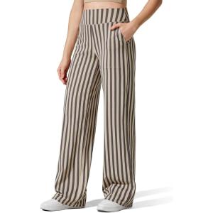 image:imageG4Free EverGoing Yoga Pants Women Wide Leg Pants with Pockets High Waist Stretch Dress Casual Sweatpants PetiteRegularTallKhaki Stripe