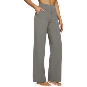image:imageG4Free EverGoing Yoga Pants Women Wide Leg Pants with Pockets High Waist Stretch Dress Casual Sweatpants PetiteRegularTallMocha Brown