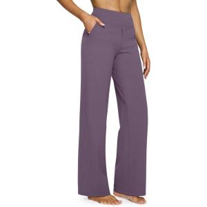 image:imageG4Free EverGoing Yoga Pants Women Wide Leg Pants with Pockets High Waist Stretch Dress Casual Sweatpants PetiteRegularTallPotent Purple