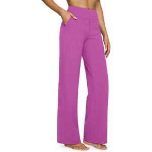image:imageG4Free EverGoing Yoga Pants Women Wide Leg Pants with Pockets High Waist Stretch Dress Casual Sweatpants PetiteRegularTallRaspberry Purple