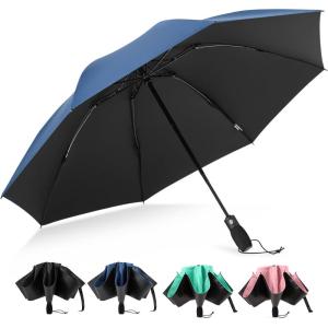 image:imageG4Free 46 Inch Windproof Umbrella for Rain Strong 8 Ribs Compact Reverse Folding Travel Umbrella Automatic Open Close Fits Car amp BackpackBlue
