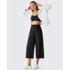 image:imageG4Free Chillwhisp Flowy Capri Pants for Women Lightweight Wide Leg Palazzo Cropped Pants Elastic Waist Yoga CaprisBlack