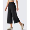 image:imageG4Free Chillwhisp Flowy Capri Pants for Women Lightweight Wide Leg Palazzo Cropped Pants Elastic Waist Yoga CaprisBlack