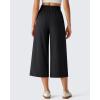 image:imageG4Free Chillwhisp Flowy Capri Pants for Women Lightweight Wide Leg Palazzo Cropped Pants Elastic Waist Yoga CaprisBlack