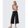 image:imageG4Free Chillwhisp Flowy Capri Pants for Women Lightweight Wide Leg Palazzo Cropped Pants Elastic Waist Yoga CaprisBlack