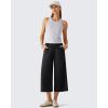 image:imageG4Free Chillwhisp Flowy Capri Pants for Women Lightweight Wide Leg Palazzo Cropped Pants Elastic Waist Yoga CaprisBlack