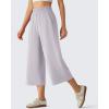 image:imageG4Free Chillwhisp Flowy Capri Pants for Women Lightweight Wide Leg Palazzo Cropped Pants Elastic Waist Yoga CaprisChime Gray