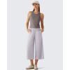 image:imageG4Free Chillwhisp Flowy Capri Pants for Women Lightweight Wide Leg Palazzo Cropped Pants Elastic Waist Yoga CaprisChime Gray