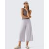 image:imageG4Free Chillwhisp Flowy Capri Pants for Women Lightweight Wide Leg Palazzo Cropped Pants Elastic Waist Yoga CaprisChime Gray