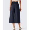 image:imageG4Free Chillwhisp Flowy Capri Pants for Women Lightweight Wide Leg Palazzo Cropped Pants Elastic Waist Yoga CaprisDark Navy