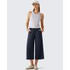 image:imageG4Free Chillwhisp Flowy Capri Pants for Women Lightweight Wide Leg Palazzo Cropped Pants Elastic Waist Yoga CaprisDark Navy