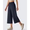 image:imageG4Free Chillwhisp Flowy Capri Pants for Women Lightweight Wide Leg Palazzo Cropped Pants Elastic Waist Yoga CaprisDark Navy
