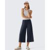 image:imageG4Free Chillwhisp Flowy Capri Pants for Women Lightweight Wide Leg Palazzo Cropped Pants Elastic Waist Yoga CaprisDark Navy