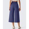 image:imageG4Free Chillwhisp Flowy Capri Pants for Women Lightweight Wide Leg Palazzo Cropped Pants Elastic Waist Yoga CaprisDusky Purple