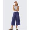 image:imageG4Free Chillwhisp Flowy Capri Pants for Women Lightweight Wide Leg Palazzo Cropped Pants Elastic Waist Yoga CaprisDusky Purple