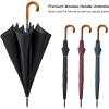 image:imageG4Free Wooden J Handle Umbrella 54 Inch Large Auto Open Classic Windproof Rain Stick Umbrellas for Men WomenBlack