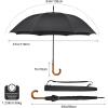 image:imageG4Free Wooden J Handle Umbrella 54 Inch Large Auto Open Classic Windproof Rain Stick Umbrellas for Men WomenBlack