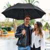 image:imageG4Free Wooden J Handle Umbrella 54 Inch Large Auto Open Classic Windproof Rain Stick Umbrellas for Men WomenBlack