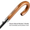 image:imageG4Free Wooden J Handle Umbrella 54 Inch Large Auto Open Classic Windproof Rain Stick Umbrellas for Men WomenBlue
