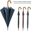 image:imageG4Free Wooden J Handle Umbrella 54 Inch Large Auto Open Classic Windproof Rain Stick Umbrellas for Men WomenBlue
