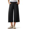 image:imageG4Free Chillwhisp Flowy Capri Pants for Women Lightweight Wide Leg Palazzo Cropped Pants Elastic Waist Yoga CaprisBlack