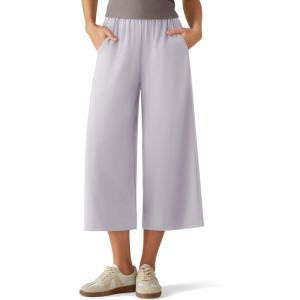 image:imageG4Free Chillwhisp Flowy Capri Pants for Women Lightweight Wide Leg Palazzo Cropped Pants Elastic Waist Yoga CaprisChime Gray