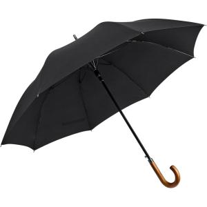 image:imageG4Free Wooden J Handle Umbrella 54 Inch Large Auto Open Classic Windproof Rain Stick Umbrellas for Men WomenBlack