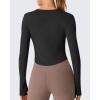 image:imageG4Free Lightbreeze Women UPF 50 Sun Shirts Thumbholes Long Sleeve Crop Workout Tops V Neck TShirts CasualBlack
