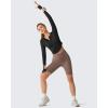 image:imageG4Free Lightbreeze Women UPF 50 Sun Shirts Thumbholes Long Sleeve Crop Workout Tops V Neck TShirts CasualBlack