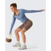 image:imageG4Free Lightbreeze Women UPF 50 Sun Shirts Thumbholes Long Sleeve Crop Workout Tops V Neck TShirts CasualDusty Blue