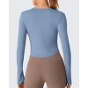 image:imageG4Free Lightbreeze Women UPF 50 Sun Shirts Thumbholes Long Sleeve Crop Workout Tops V Neck TShirts CasualDusty Blue