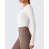 image:imageG4Free Lightbreeze Women UPF 50 Sun Shirts Thumbholes Long Sleeve Crop Workout Tops V Neck TShirts CasualWhite