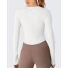 image:imageG4Free Lightbreeze Women UPF 50 Sun Shirts Thumbholes Long Sleeve Crop Workout Tops V Neck TShirts CasualWhite
