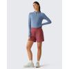 image:imageG4Free Lightbreeze Womens UPF 50 Sun Shirts Long Sleeve Crop Workout Tops Thumbholes Mock Neck Quater Zip Tees RunningDusty Blue