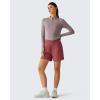 image:imageG4Free Lightbreeze Womens UPF 50 Sun Shirts Long Sleeve Crop Workout Tops Thumbholes Mock Neck Quater Zip Tees RunningGray Lilac