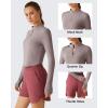 image:imageG4Free Lightbreeze Womens UPF 50 Sun Shirts Long Sleeve Crop Workout Tops Thumbholes Mock Neck Quater Zip Tees RunningGray Lilac