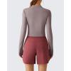 image:imageG4Free Lightbreeze Womens UPF 50 Sun Shirts Long Sleeve Crop Workout Tops Thumbholes Mock Neck Quater Zip Tees RunningGray Lilac