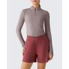 image:imageG4Free Lightbreeze Womens UPF 50 Sun Shirts Long Sleeve Crop Workout Tops Thumbholes Mock Neck Quater Zip Tees RunningGray Lilac