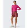 image:imageG4Free Lightbreeze Womens UPF 50 Sun Shirts Long Sleeve Crop Workout Tops Thumbholes Mock Neck Quater Zip Tees RunningHot Pink
