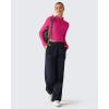 image:imageG4Free Lightbreeze Womens UPF 50 Sun Shirts Long Sleeve Crop Workout Tops Thumbholes Mock Neck Quater Zip Tees RunningHot Pink