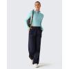image:imageG4Free Lightbreeze Womens UPF 50 Sun Shirts Long Sleeve Crop Workout Tops Thumbholes Mock Neck Quater Zip Tees RunningLight Blue